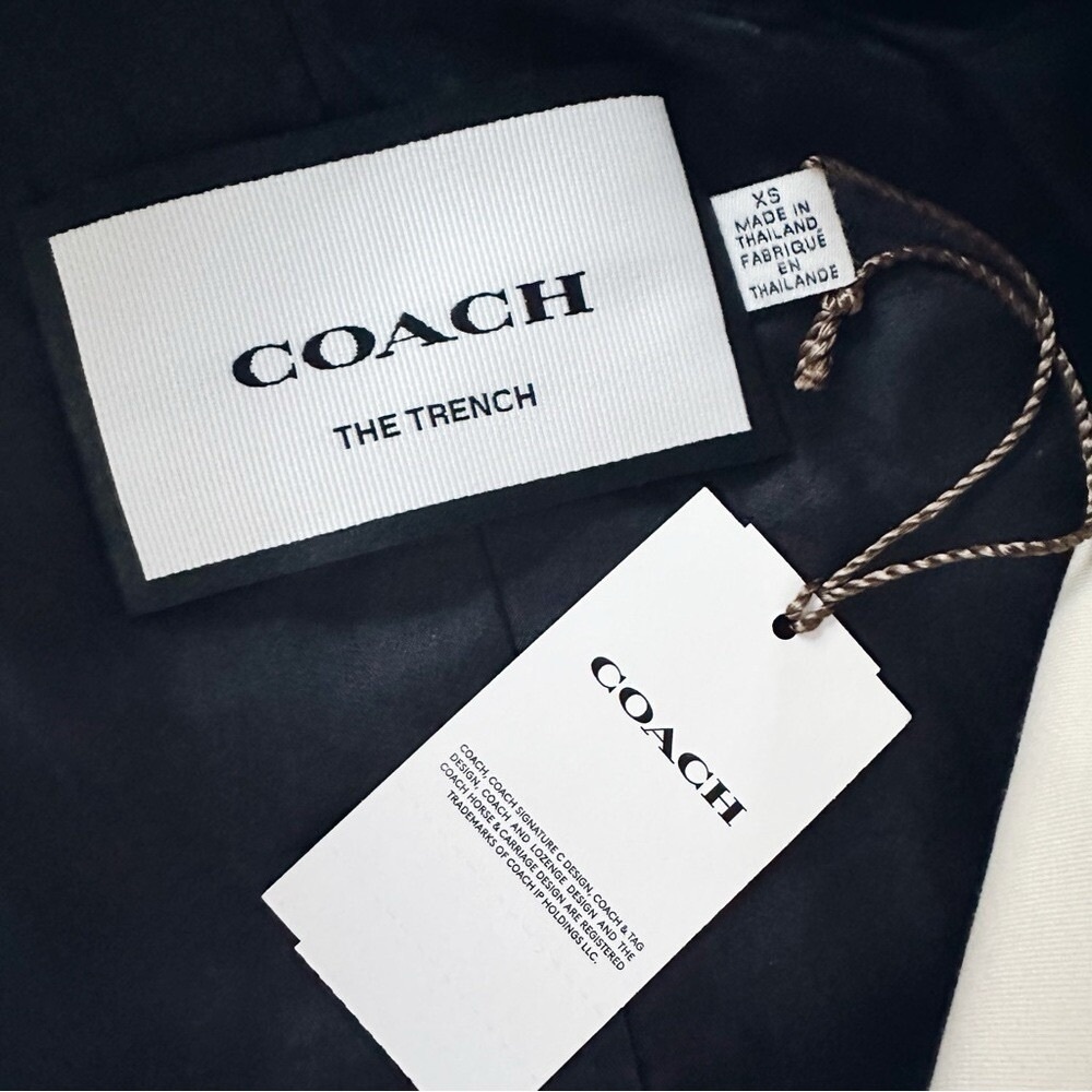 NEW Coach Women's Solid Short Trench Coat Bone Size XS Belted Cream Caramel - Picture 9 of 10